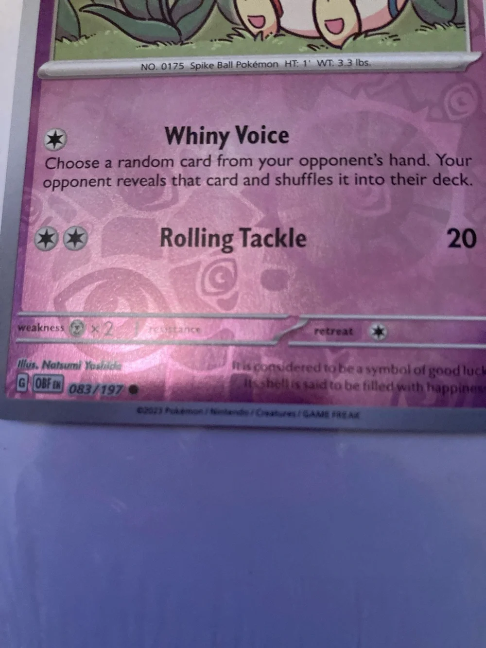 Pokemon Togepi Pink Purple Trading Card